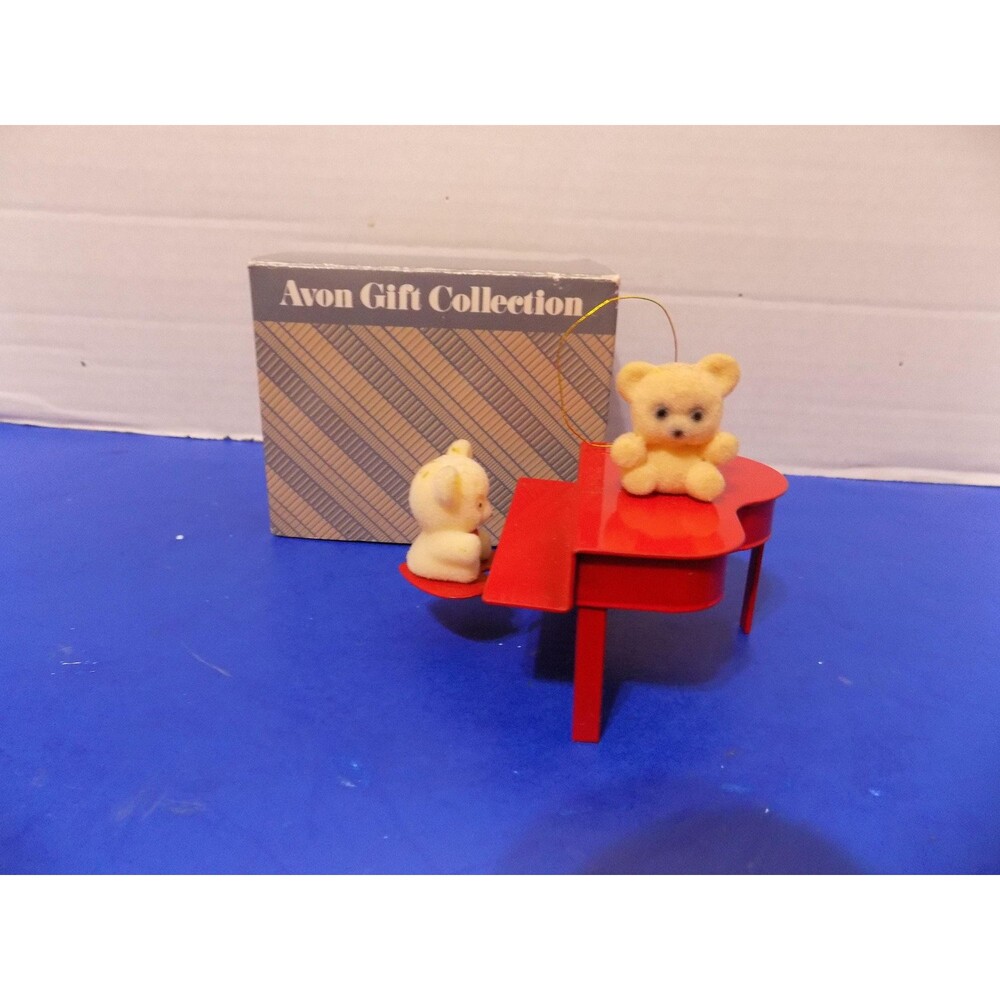 Vintage Avon Teddy Bear Ornament Collection Teddies On Piano